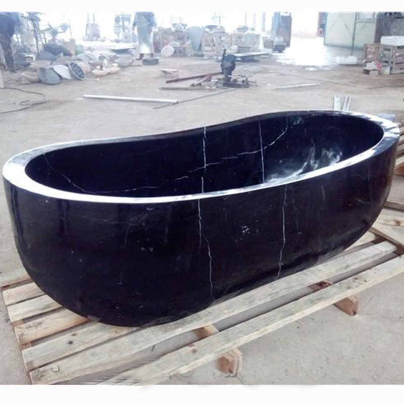 Wholesale Custom Hand Carved Freestanding Black Stone Marble Bathroom Bath Tub And Shower Bathtub For Sale