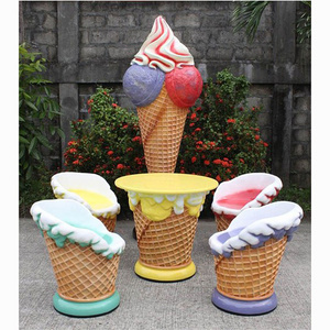 Wholesale Custom Garden Colorful Fiberglass Ice Cream Chairs For Decoration