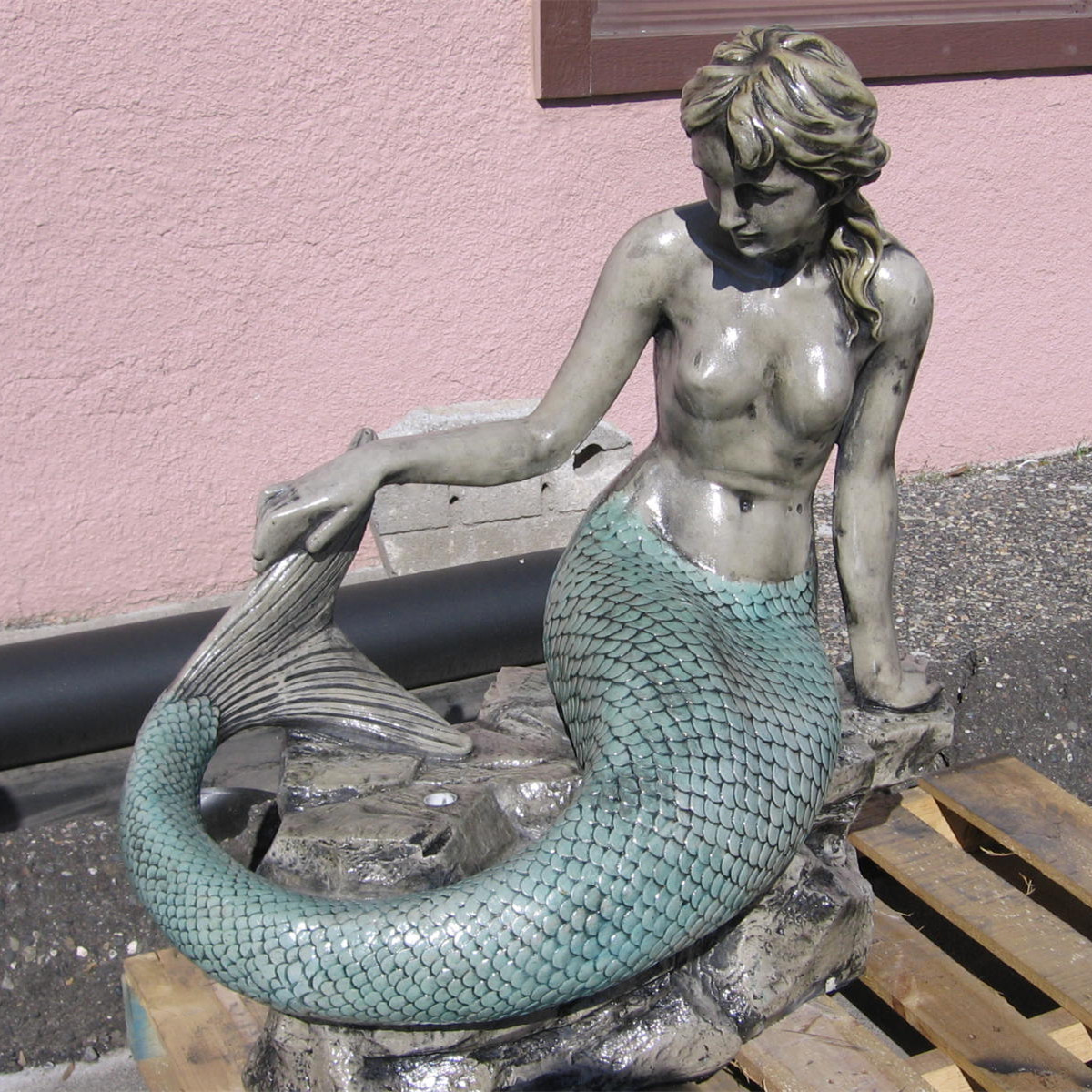 Factory Outdoor Garden art sculpture life size bronze mermaid statue and dolphin water fountain