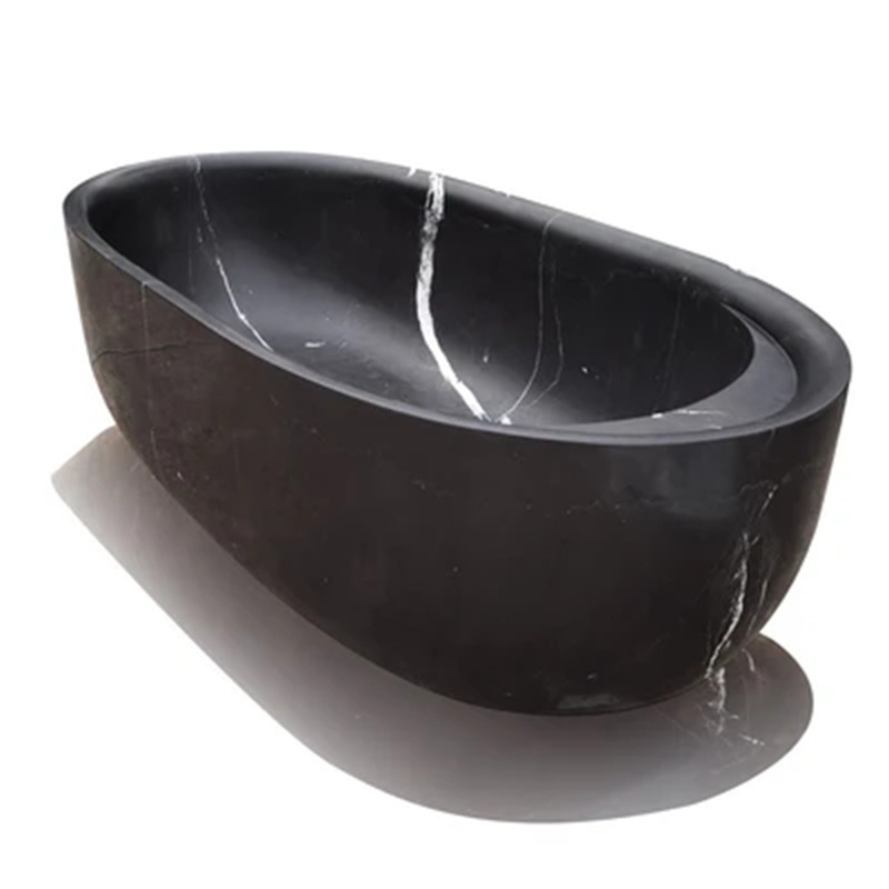 Wholesale Custom Hand Carved Freestanding Black Stone Marble Bathroom Bath Tub And Shower Bathtub For Sale