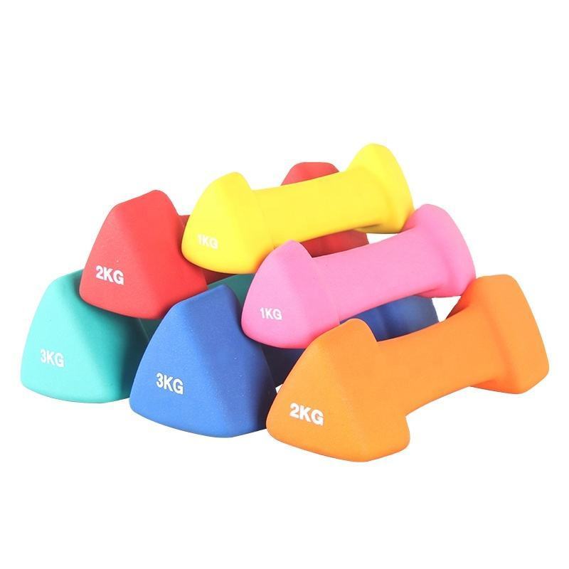 HOT SELLING Colorful Tri-agnle Shape Neoprene Coated Pink Iron Dumbbells Triangle dumbbell for Women