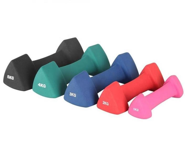 HOT SELLING Colorful Tri-agnle Shape Neoprene Coated Pink Iron Dumbbells Triangle dumbbell for Women