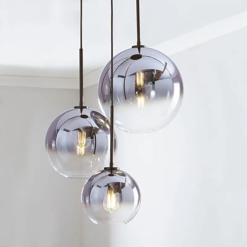 Home Lighting Bubble Ball Led Ceiling Pendant Lamps Modern Design Ball Hanging Wire Light Fixture E27 Glass Indoor Gold / Silver