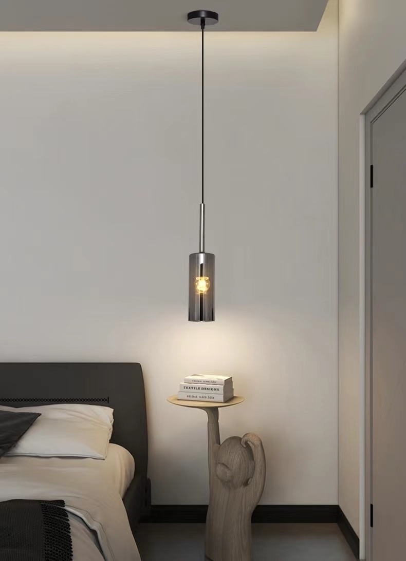 Postmodern minimalist chandelier Nordic luxury simple Glass long-line stairwell chandelier bedside  pendant light