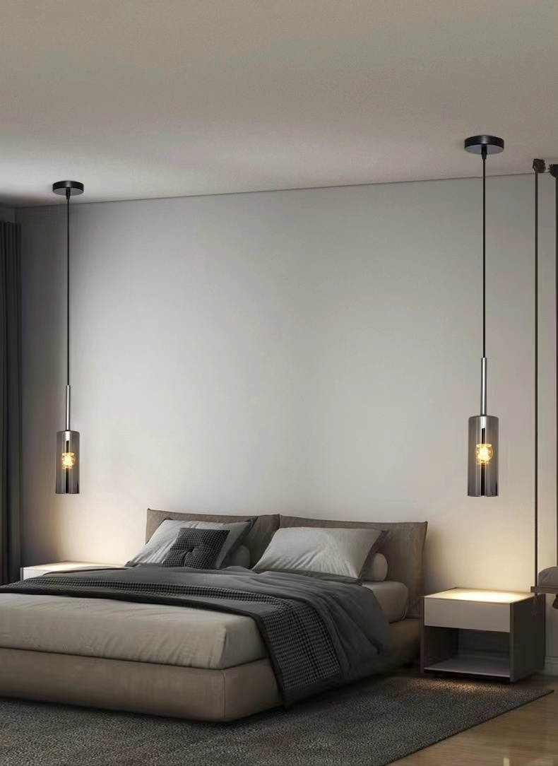 Postmodern minimalist chandelier Nordic luxury simple Glass long-line stairwell chandelier bedside  pendant light