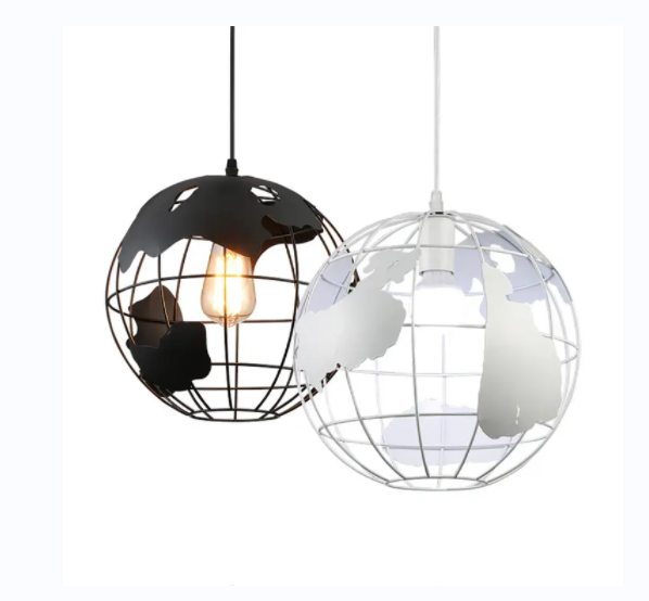 Modern Vintage Metal Shade Light Fixtures Hanging Metal Iron Globe Pendant Lights