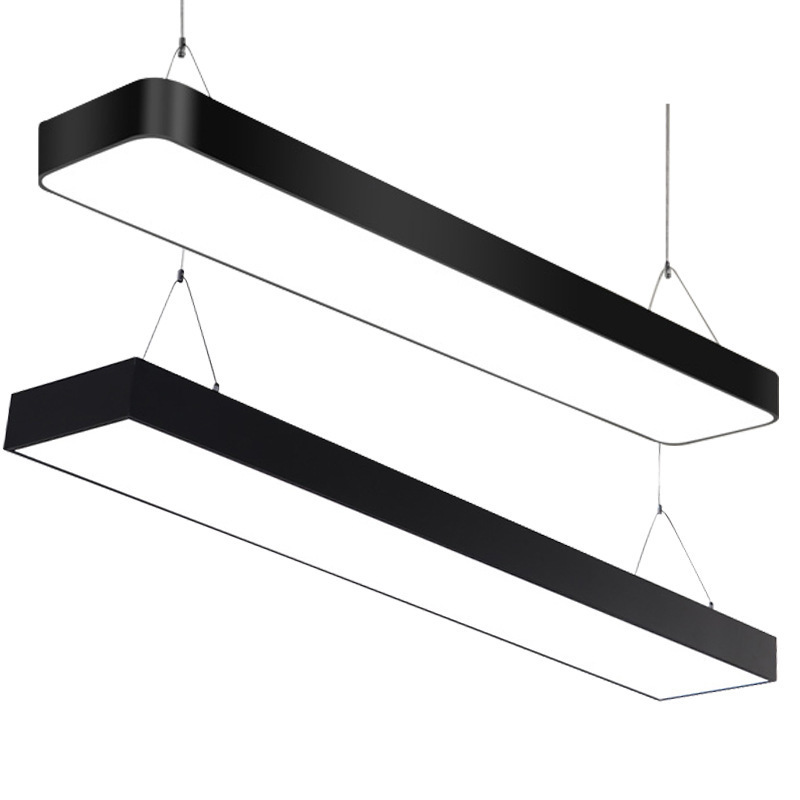 Office Light Iron Strip Bar Hanging Lamp Upper And Lower Light Emitting Chandeliers Black And White Ceiling Lamp