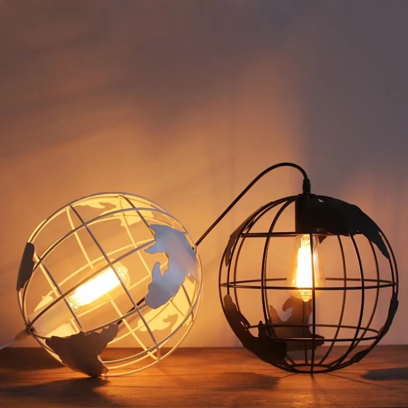 Modern Vintage Metal Shade Light Fixtures Hanging Metal Iron Globe Pendant Lights