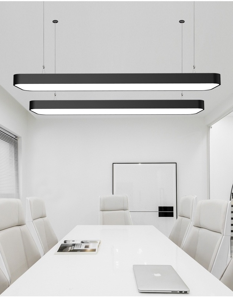 Office Light Iron Strip Bar Hanging Lamp Upper And Lower Light Emitting Chandeliers Black And White Ceiling Lamp