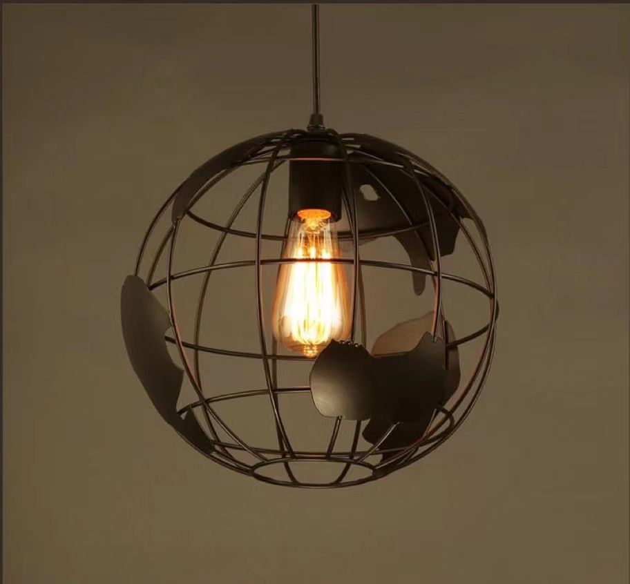 Modern Vintage Metal Shade Light Fixtures Hanging Metal Iron Globe Pendant Lights