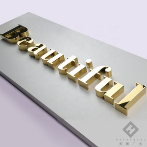 Customized Titanium Gold Mirror Stainless Steel Channel Letter Sign 3d Metal Letter