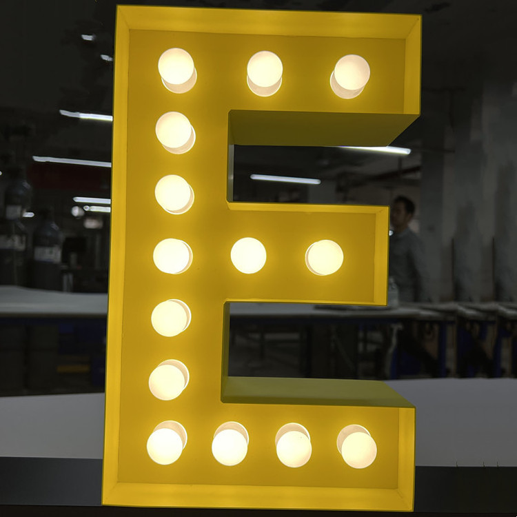 Large 3D Metal Stainless Steel Marquee Alphabet Sign Light Up Led Bulb Letters