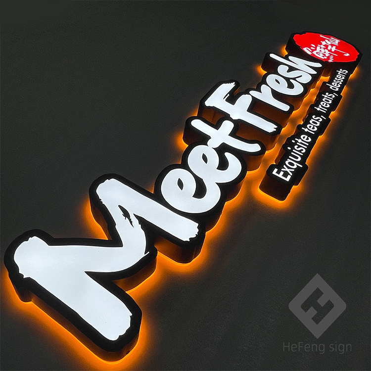 Custom 3d Led Frontlit and Backlit Stainless Steel Store Shop Restaurant Signage Outdoor Sign