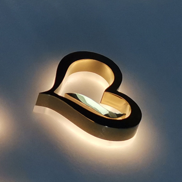 Outdoor 3d Gold Mirror Stainless Steel Channel Logo Salon Signs Led Light Up Backlit Letters