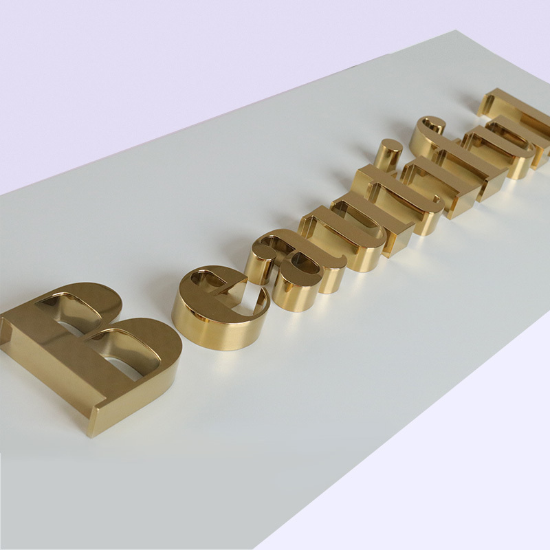 Customized Titanium Gold Mirror Stainless Steel Channel Letter Sign 3d Metal Letter