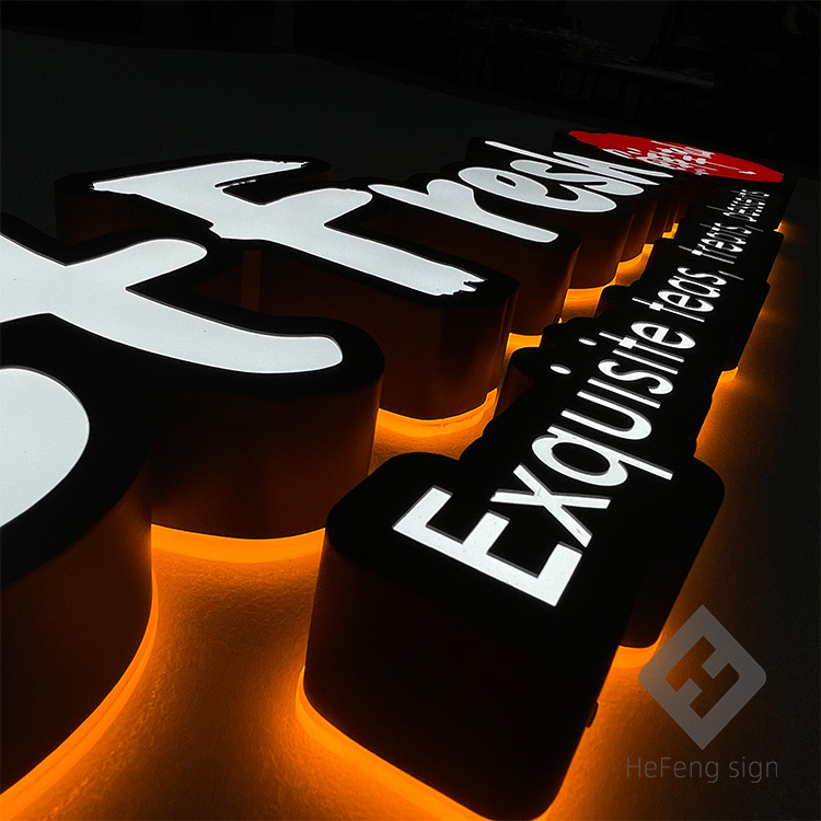 Custom 3d Led Frontlit and Backlit Stainless Steel Store Shop Restaurant Signage Outdoor Sign