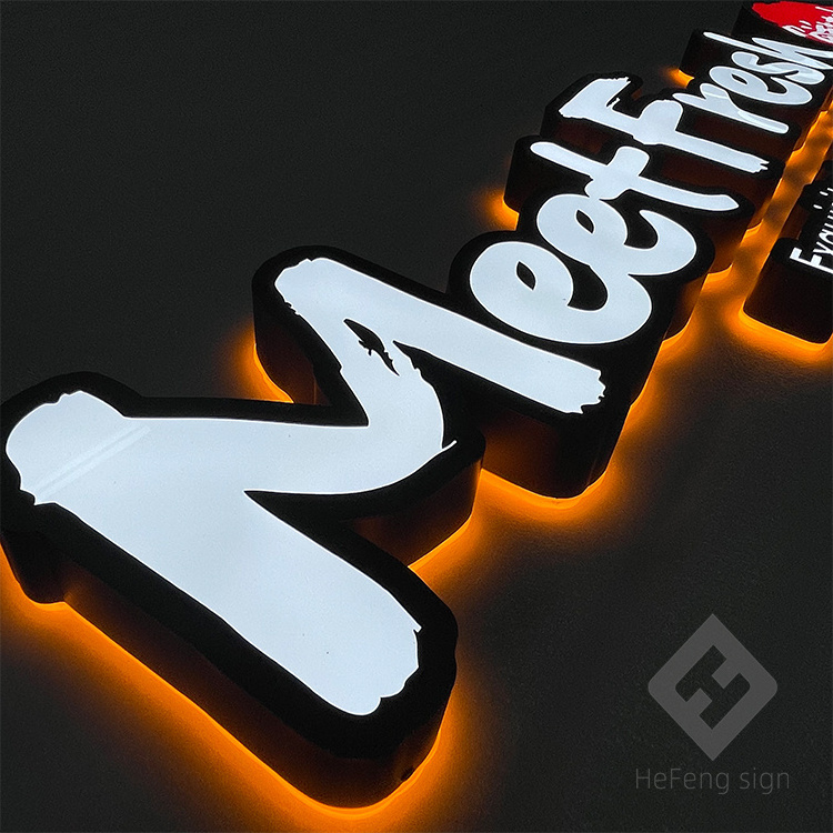 Custom 3d Led Frontlit and Backlit Stainless Steel Store Shop Restaurant Signage Outdoor Sign