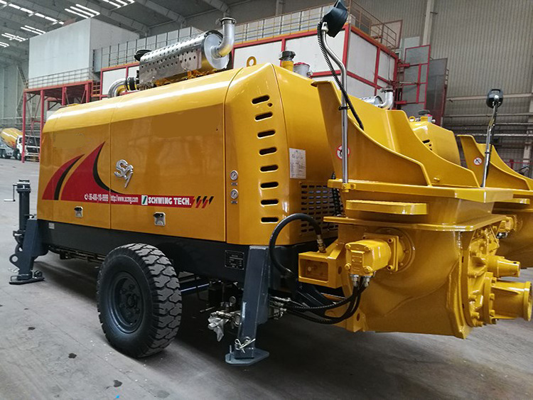 Best selling HBT6013V 118kw 6.9ton electrical control trailer mounted concrete mixer pump price