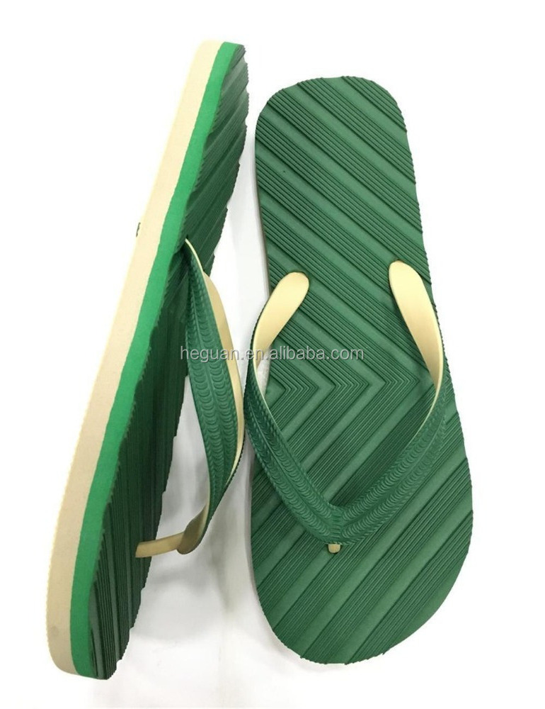 new design hot sale anti-slip good quality men's handsome double color sole and double color strap PE beach flip flop