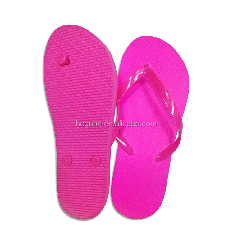 neon yellow pe sole pvc strap plain woman flip flops