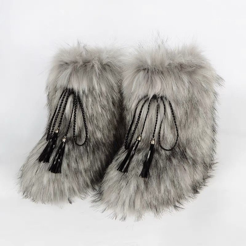 Fashion Trend Plus Size Plush Warm Style Winter Boots Women Shoes Hot Sell Faux Fur Boots Ladies New Design Furry Snow Boots