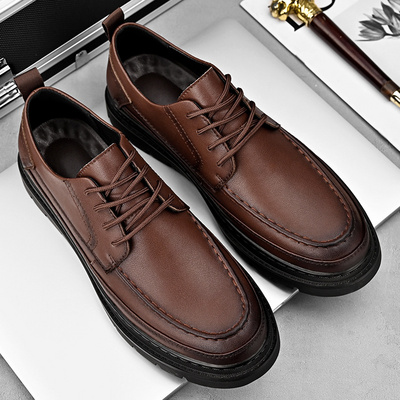 Popular casual men shoes cow leather sewing thread casual leather shoes for men