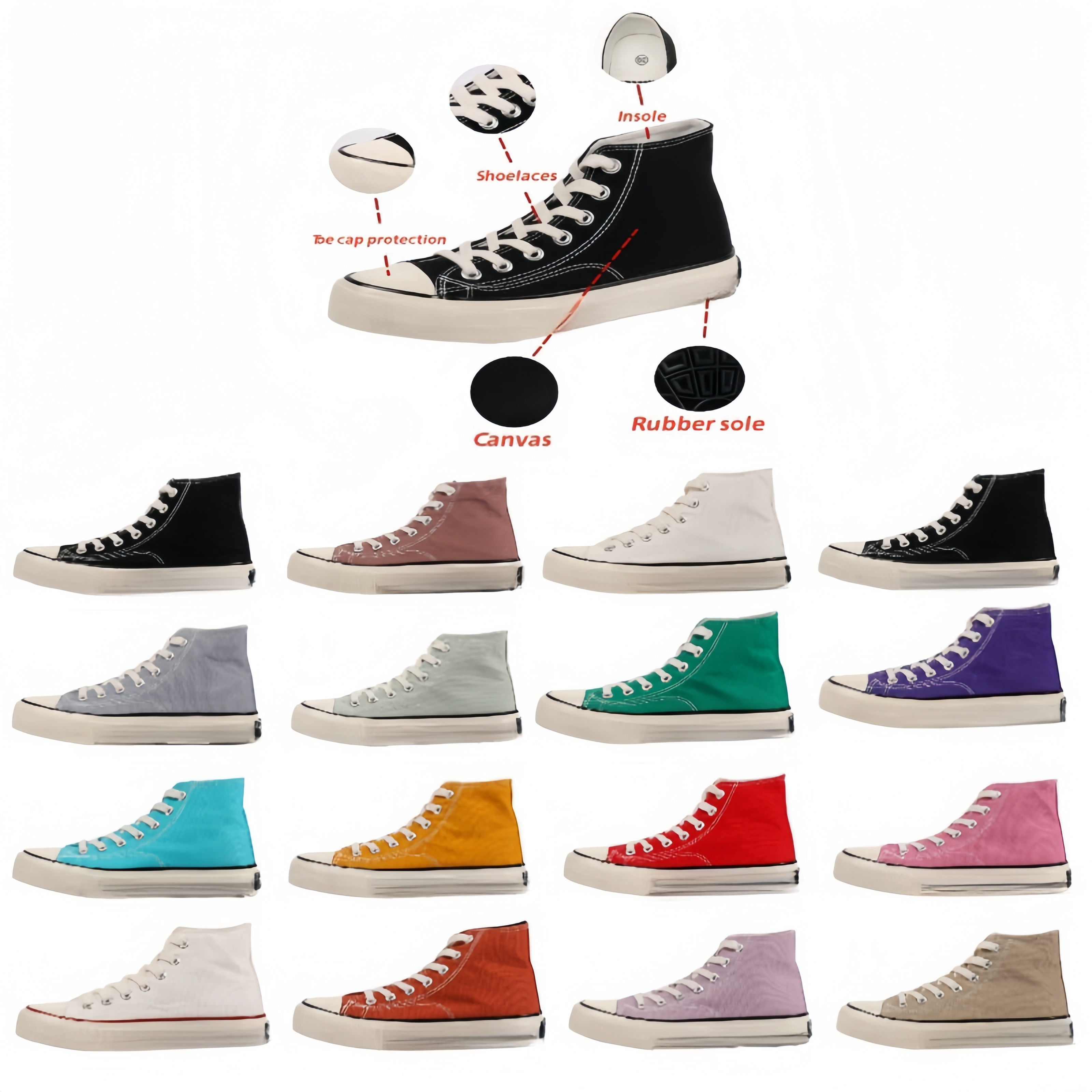 Bulk Wholesale Shoes zapatos de hombre Custom Classic High Top Skateboarding Custom Logo Sneakers Men Canvas Shoes For Men