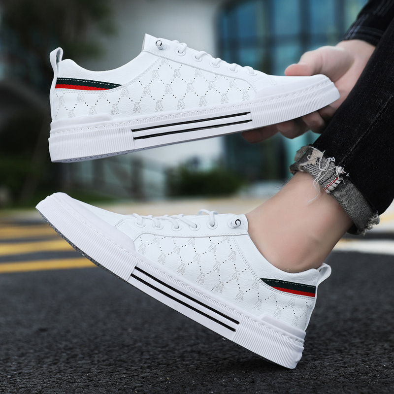 Low Price Wholesale Factory White Print Shoes Leather Walking Style Men's Casual Skate Skateboard Shoes