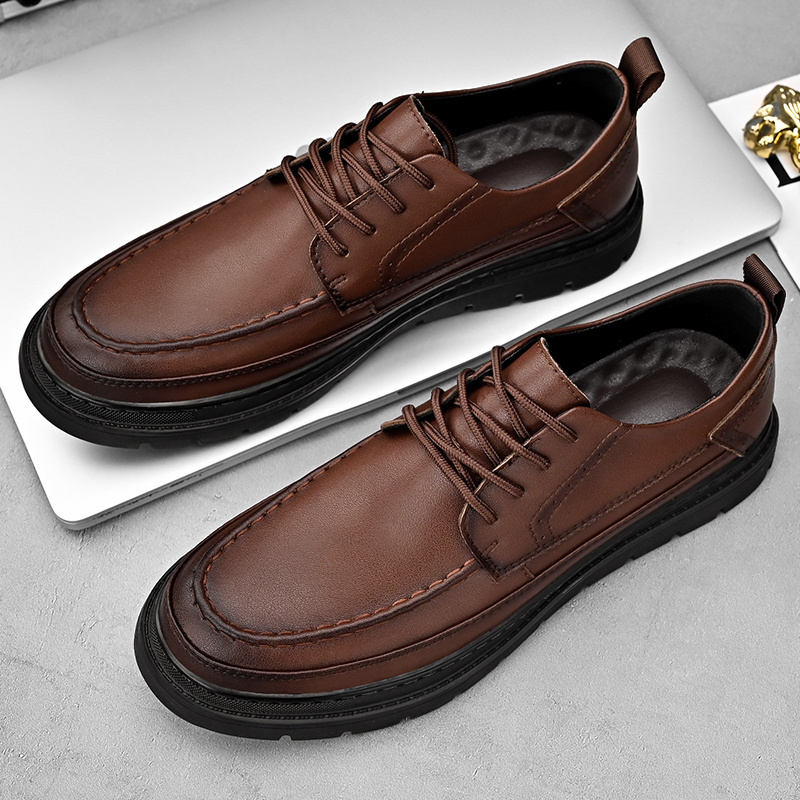 Popular casual men shoes cow leather sewing thread casual leather shoes for men