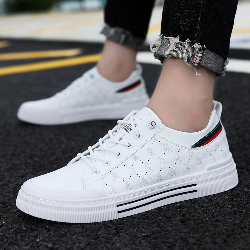 Low Price Wholesale Factory White Print Shoes Leather Walking Style Men's Casual Skate Skateboard Shoes