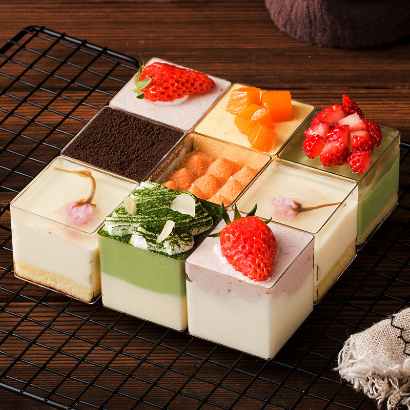 Wholesale Transparent Square Plastic Tiramisu Dessert Cake Box Dessert Cake Container With Lid