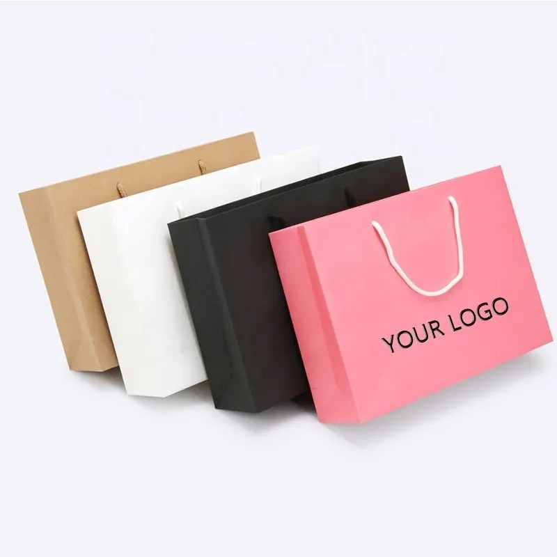 Kraft Paper Black Clothing Shopping Bags with Handles Hot Sale Small Kraft Togo Gift Bag