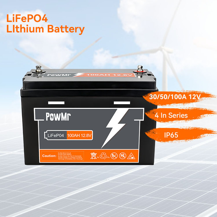 PowMr In stock Solar Battery Lithium lon 12.8V 100AH Battery IP65 LiFePO4 Battery for Energy Storage