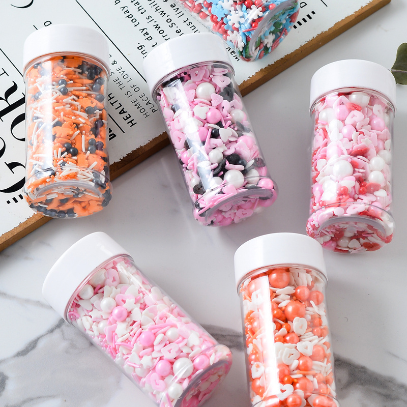 Manufacturer confetti candy edible sprinkles candy mix jimmies sugar beads wholesale cutting shaped sprinkles with round shaped