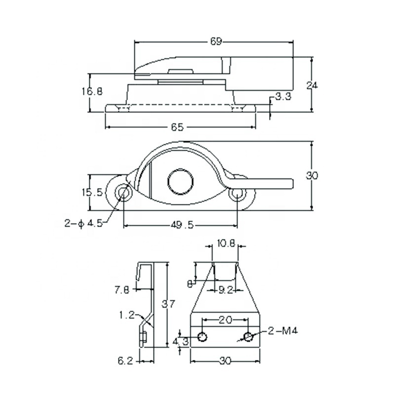 3H aluminum alloy center lock for sliding window crescent lock