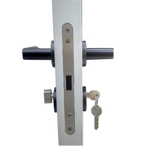 Polish stain casement black door handle with lock body and cylinder