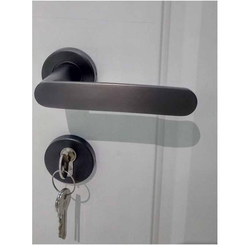 Polish stain casement black door handle with lock body and cylinder