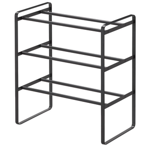 Home Organization Living Room 3 Tier Extendable  Black Metal Shoe Rack Storage Organizer