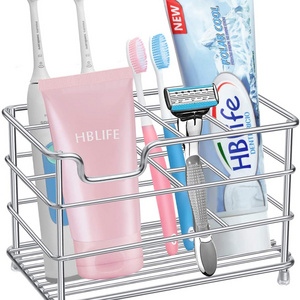 Unique Stainless Steel Bathroom Toothpaste Holder Stand Storage Rack Metal Toothbrush Holder