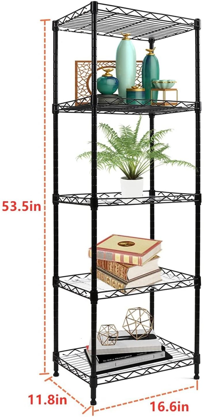 5 Tier Metal Storage Rack Shelf Standing Storage Shelf Units for Laundry Bathroom Kitchen Pantry