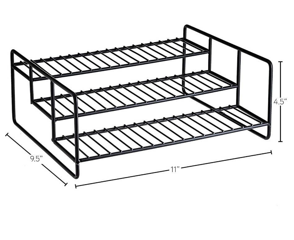 Kitchen Cabinet Pantry Organizer Step Rack Countertop Black Metal Wire 3 Tier Pantry Spice Rack enchant accessories