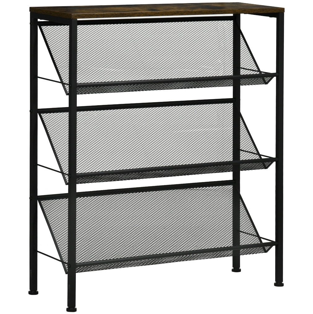 Home Organization Entryway Black Metal 9 Shoes Storage Organizer Shelf  3 tier shoes rack stand