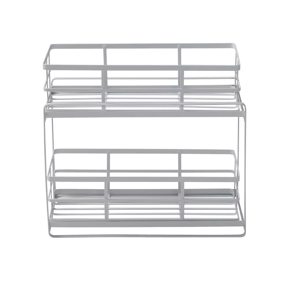 Kitchen Countertop Cabinet Under The Sink Storage Shelf 2 Tier Flat Wire Sliding Basket Organizer