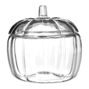 70oz Halloween Pumpkin Decorative Clear Glass Candy Jar with Lid