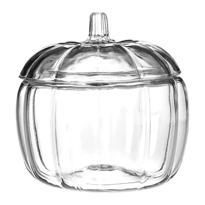 70oz Halloween Pumpkin Decorative Clear Glass Candy Jar with Lid