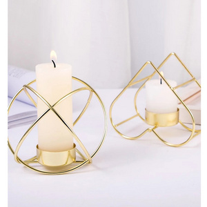 Home Decoration Retro Classic Candle Three-legged Holder Geometric Candlestick Metal Wrought Iron Brass Candle Holder