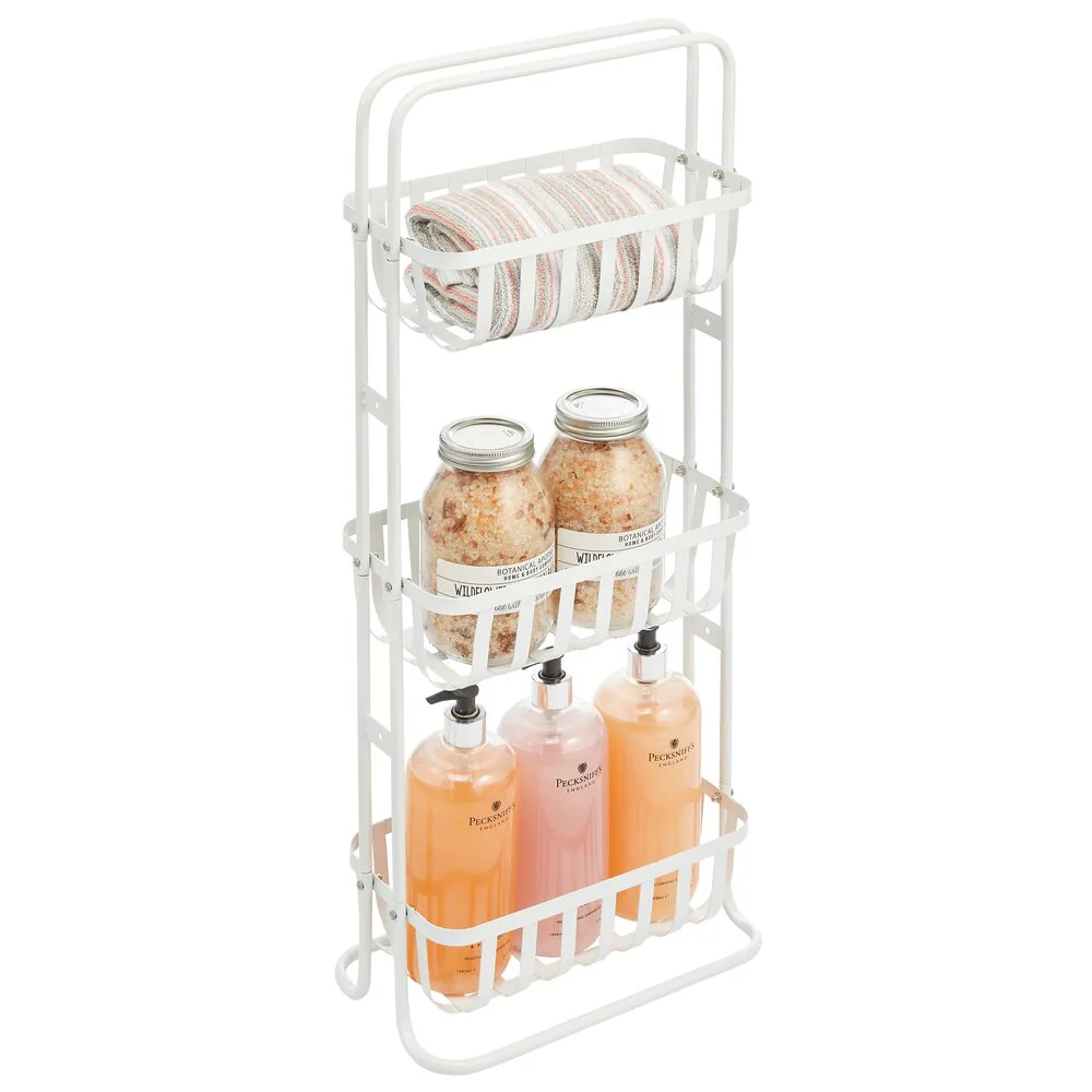 Bathroom Storage Modern Bath Organizer 3 Tier Metal Floor Caddy Spa Tower Bath Storage Tower Holder Stand