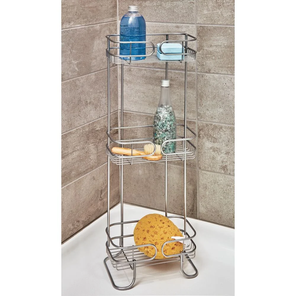 Kitchen Living Room Bathroom Organizer Metal 3 tier Metal Bath Storage shelf Rack Floor Shower Caddy