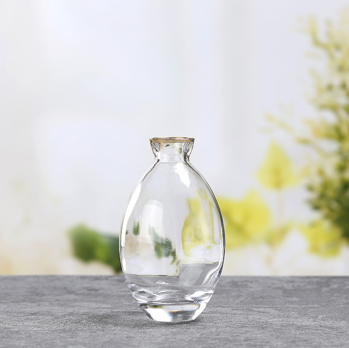 Glass Bud Vase Transparent Small Mini Glass Living Room Simple Wedding Customized Modern Round Glass Flower Tabletop Vase