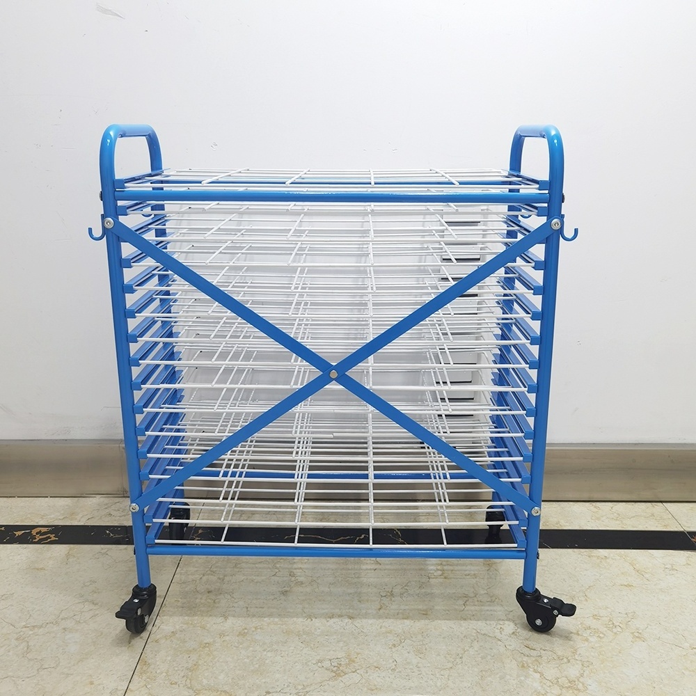 New Design Small Stackable Wall Mount or Tabletop  Flexible Metal Wire Art Drying Rack with 16 Shelves and wheels